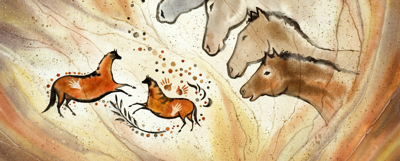 Cave painting of paleolithic horses