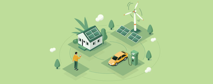 Energy utility customer uses smartphone to manage solar and electric vehicle energy use