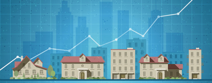 Illustration of homes and businesses affected by natural gas utilities trends for 2021