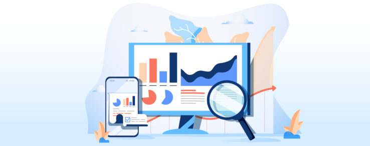 Illustration of marketers using performance metrics to optimize content strategy