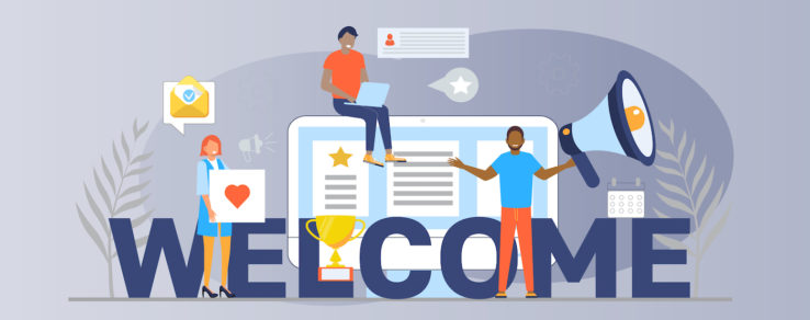 Illustration of marketers using welcome series to build engagement with new customers