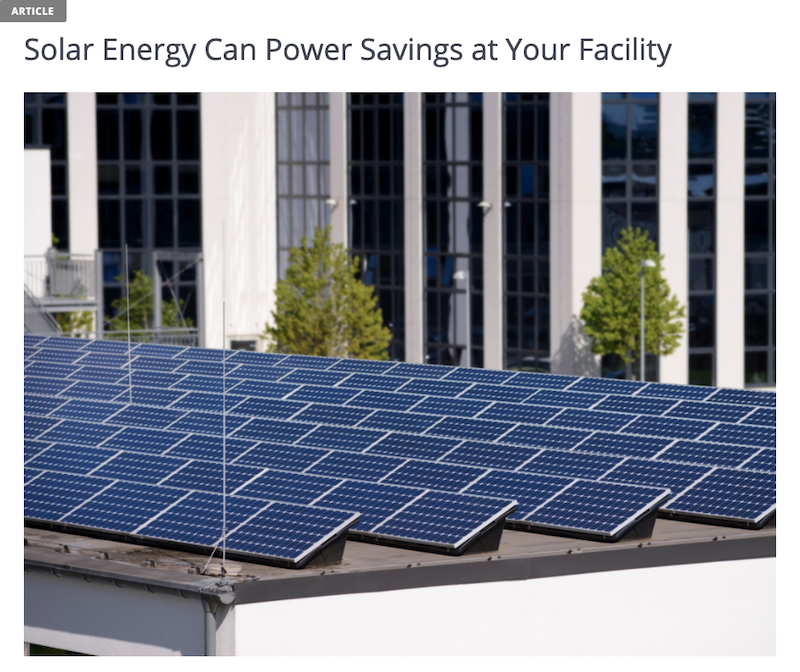 Example of enewsletter content for business customers about solar energy