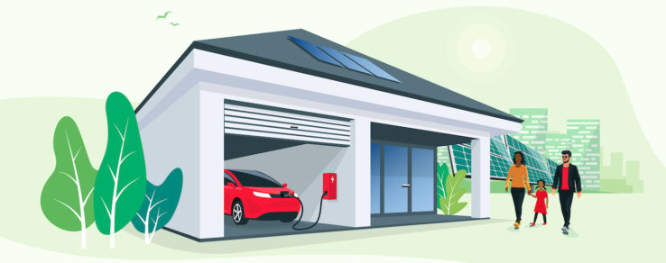Illustration of home battery storage for utility customers