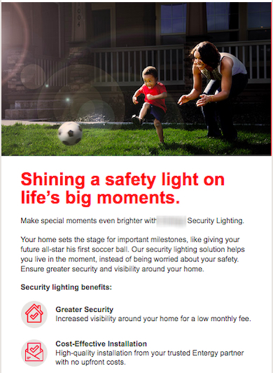 Example of creative program promotions email for energy utility lighting