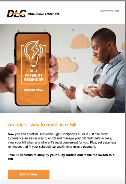 Example of email encouraging customers to go paperless with easy enrollment