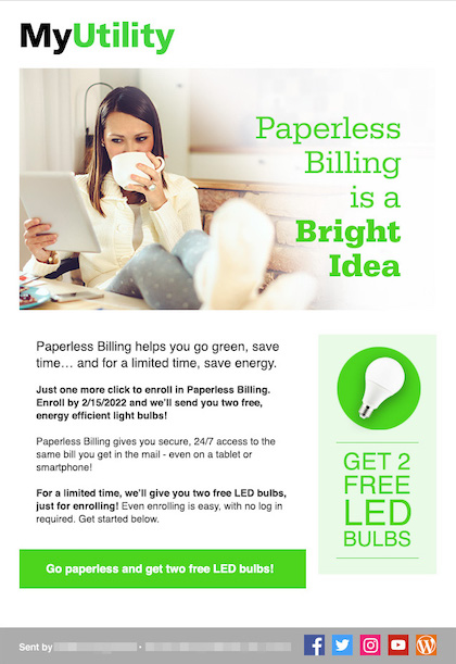 Example of Paperless Billing Incentives with LED giveaway