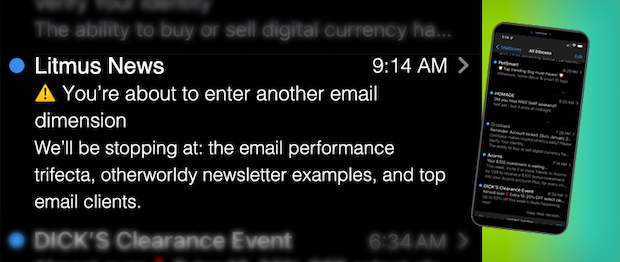 Sample of preheader or preview text included with email subject line