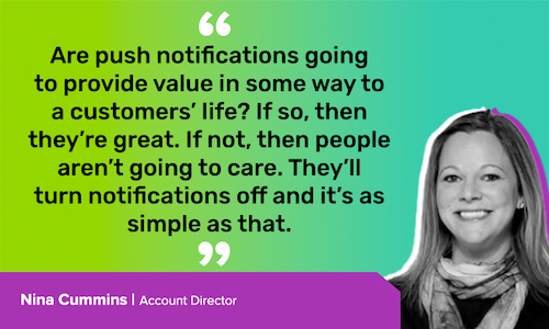 Quotation about push notifications being a top marketing trend for 2023