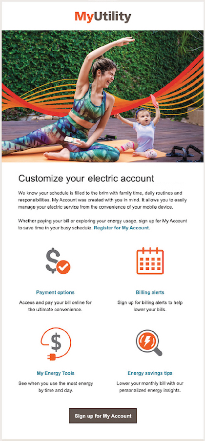 Example of My Account email written by an energy copywriter