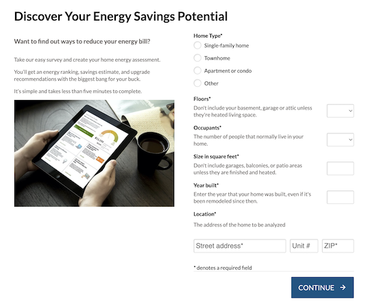 Example of analyzer quiz to promote energy efficiency education