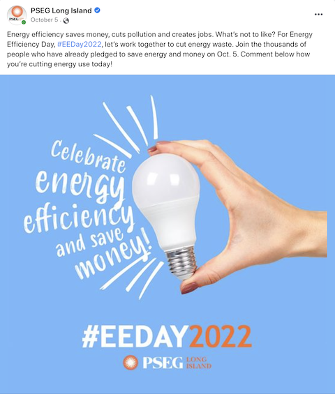 Example of social media post to promote energy efficiency education