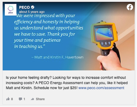 Example of social media post from utility to communicate rising energy rates to customers