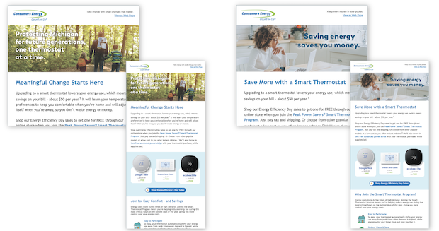 Examples of email marketing from energy provider using data personalization