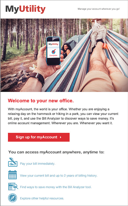Example of engaging marketing email to promote My Account enrollment