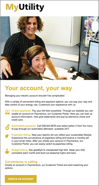 Example of email promoting MyAccount enrollment