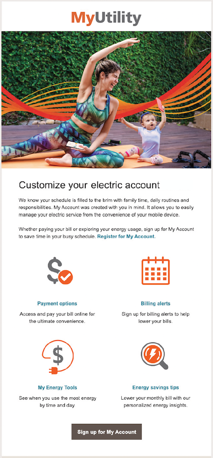 Example of customer welcome email marketing MyAccount