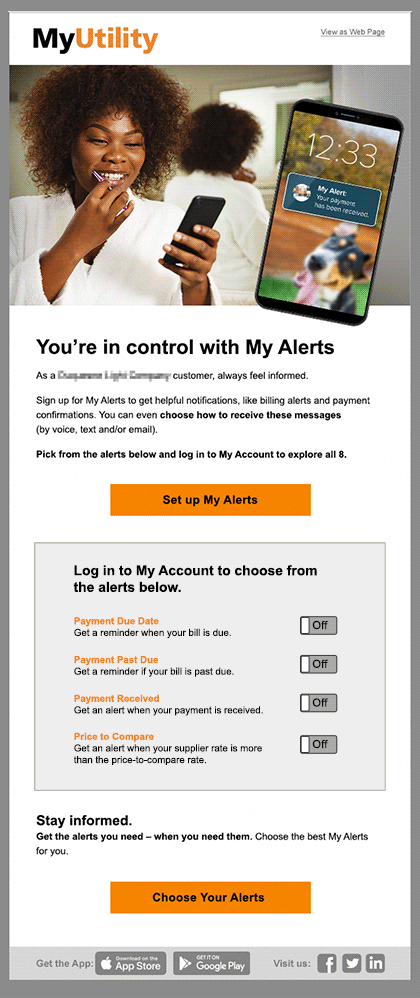 Example of marketing email to promote MyAccount enrollment