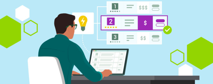 Illustration of energy utility educating customers about rate plans