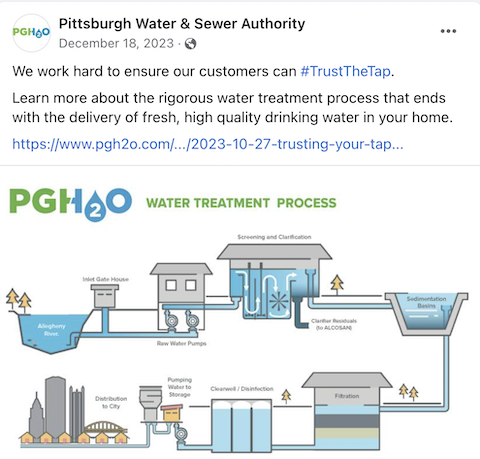 Example of a social media post for communicating to water customers