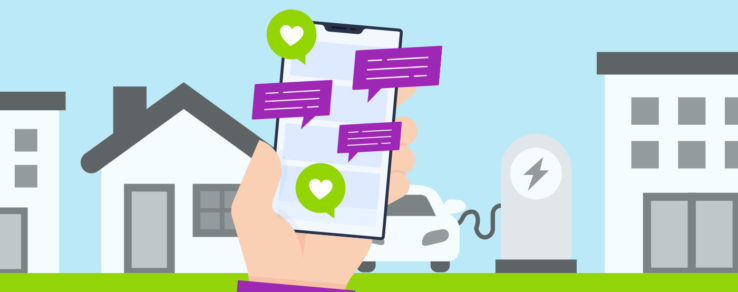 Illustration showing municipal community engagement phone messages.