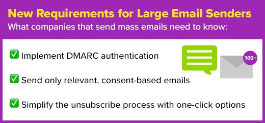 Example of large email sender requirements for utility marketing