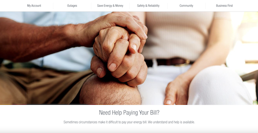 Image of utility website bill payment assistance