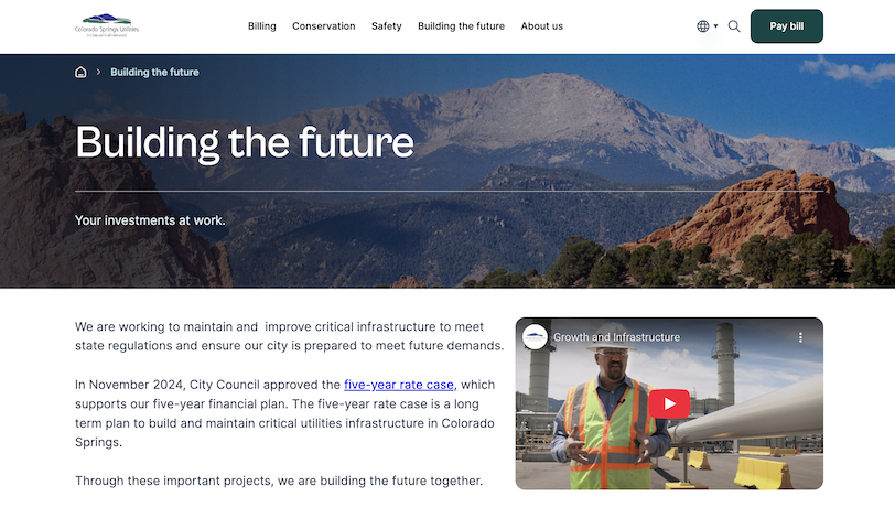 Example of a public power website page