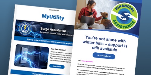 Customer financial assistance program email campaign.