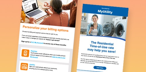Time-of-use and billing email campaigns.